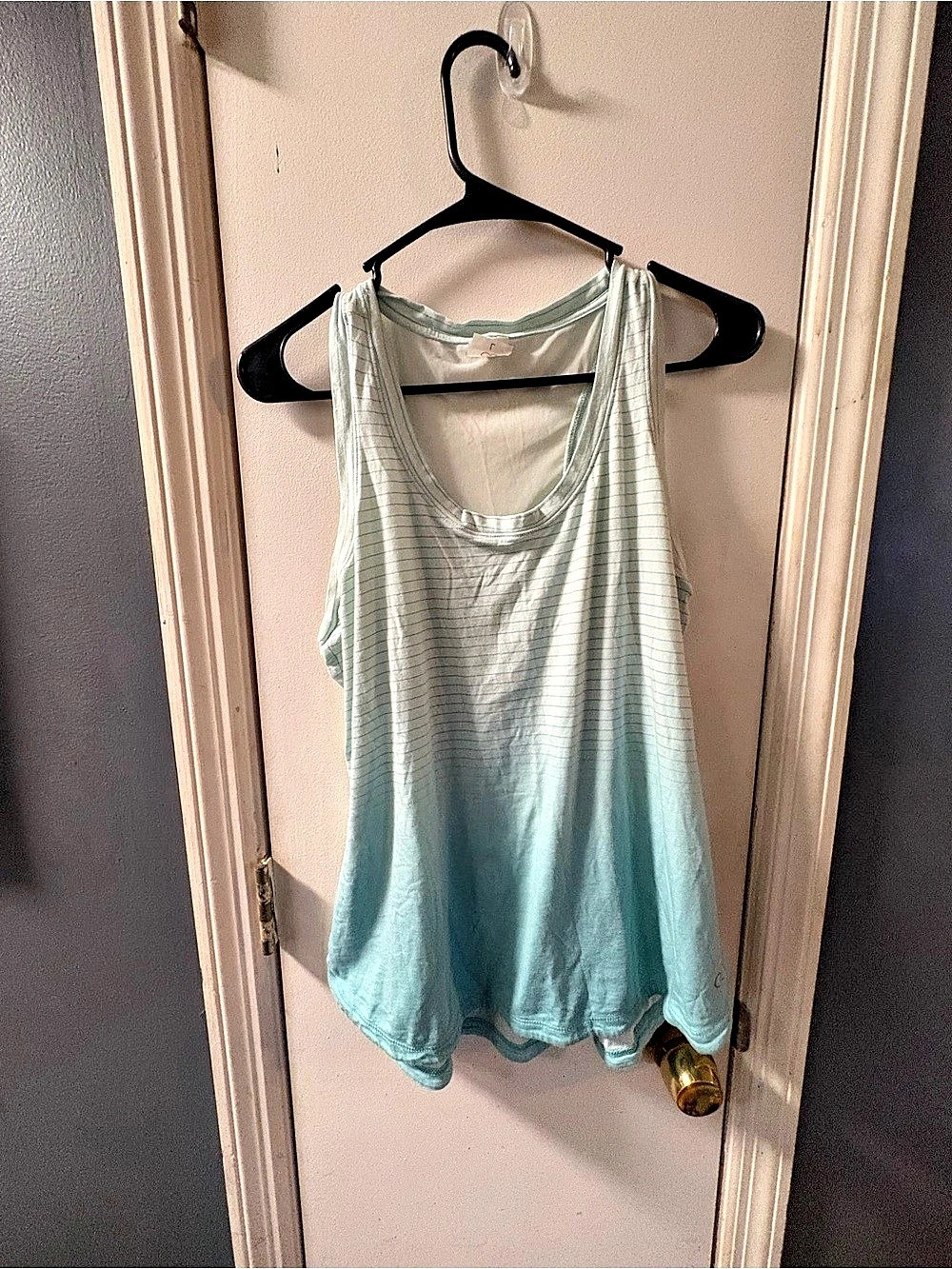 Calia by Carrie Underwood Ombre Striped Mesh Back Tank Top Blue & White Large